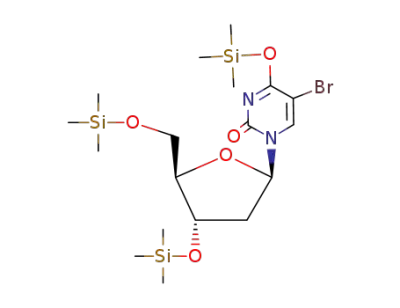 1-(<i>O</i><sup>3</sup>,<i>O</i><sup>5</sup>-bis-trimethylsilanyl-β-<i>D</i>-<i>erythro</i>-2-deoxy-pentofuranosyl)-5-bromo-4-trimethylsilanyloxy-1<i>H</i>-pyrimidin-2-one